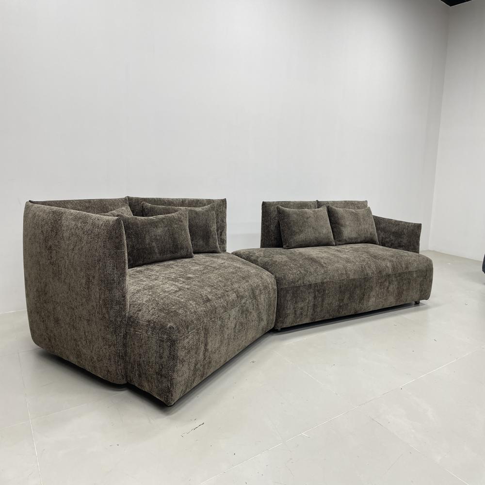 Luxury Curved Corner Caterpillar Sofa,L-Shaped Modular Fabric Floor Sofa