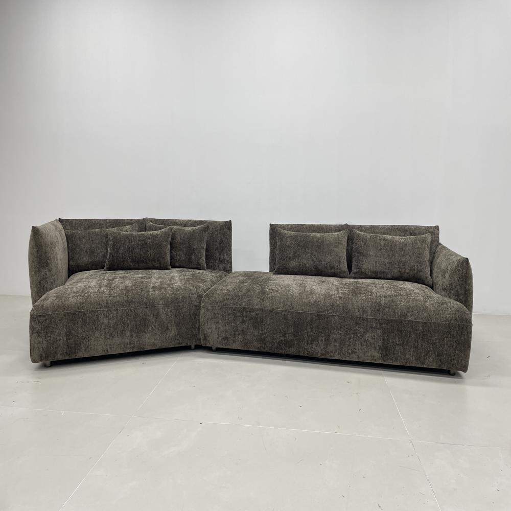 Luxury Curved Corner Caterpillar Sofa,L-Shaped Modular Fabric Floor Sofa