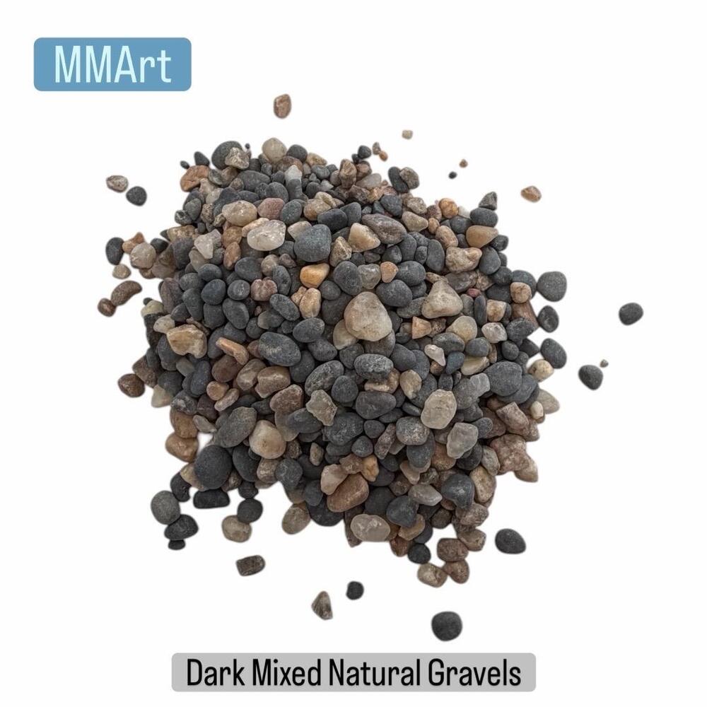 NATURAL BLACK ROUND SMALL PEBBLES AND GRAVEL FOR MIXING WITH WHITE AND BLACK STONE 80% RATIO