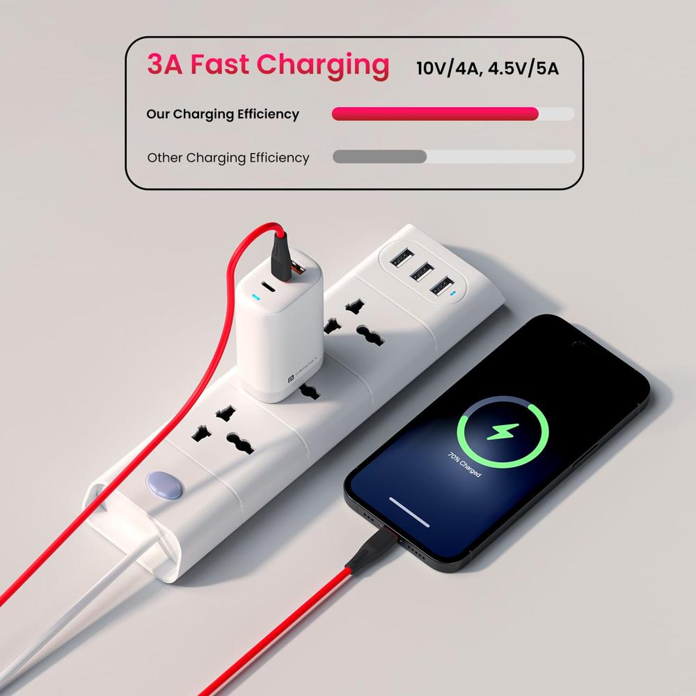 Portronics Silklink 20W Type-C to 8 Pin Fast charging Cable for Lightning Devices,Premium Silicon Cable
