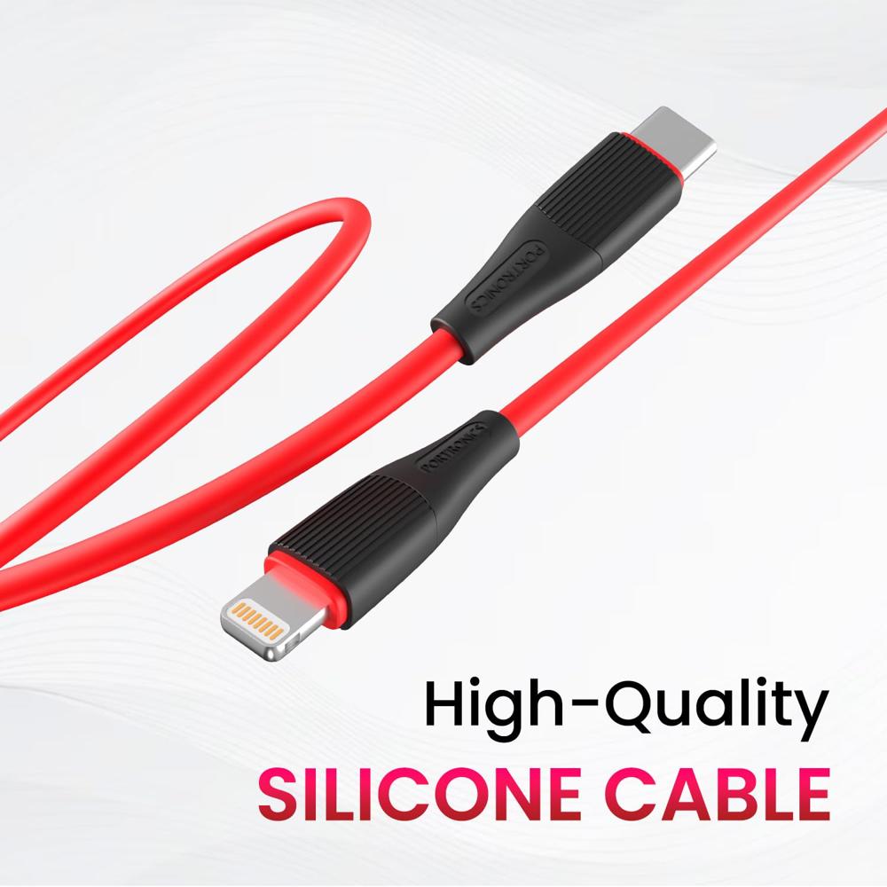 Portronics Silklink 20W Type-C to 8 Pin Fast charging Cable for Lightning Devices,Premium Silicon Cable