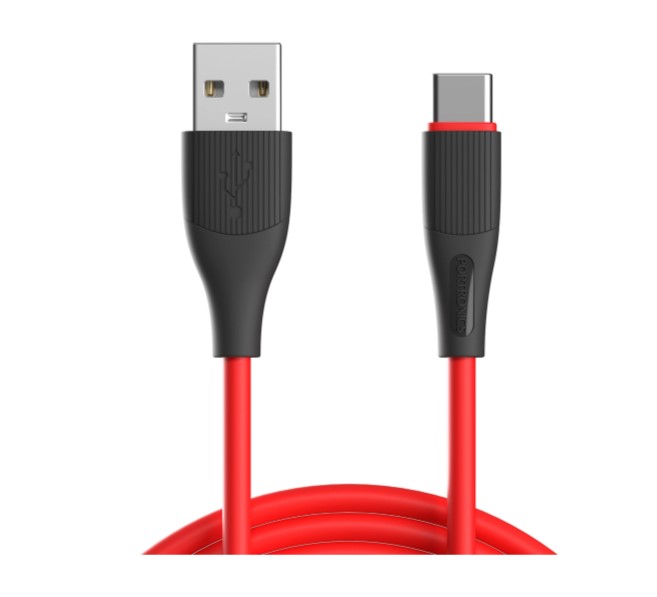 Portronics Type C 3 A 1 m Silklink 3A USB to Type C Fast charging Cable for Lightning Devices, Premium Silicon Cable (Compatible with Smartphones, Red, One Cable)