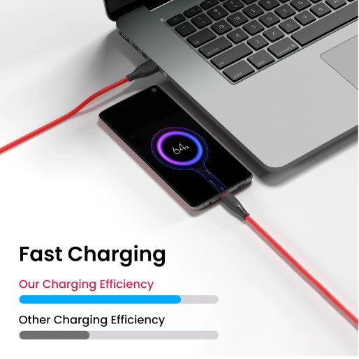 Portronics Type C 3 A 1 m Silklink 3A USB to Type C Fast charging Cable for Lightning Devices, Premium Silicon Cable (Compatible with Smartphones, Red, One Cable)