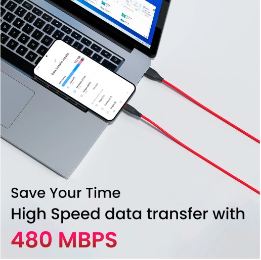 Portronics Type C 3 A 1 m Silklink 3A USB to Type C Fast charging Cable for Lightning Devices, Premium Silicon Cable (Compatible with Smartphones, Red, One Cable)