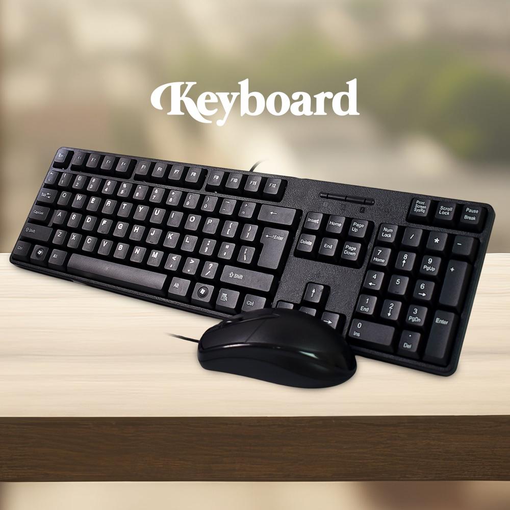 Wired Usb Keyboard 107 Keys & Mouse Set (2 Pc Set) - Color: Mix