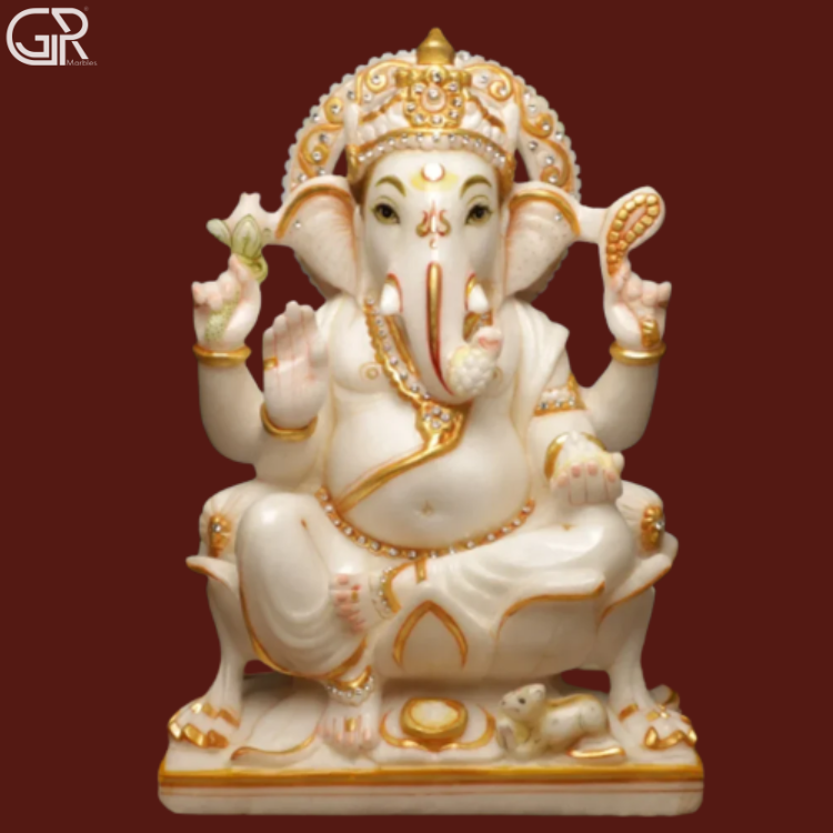 Marble Ganpati Murti - Color: White