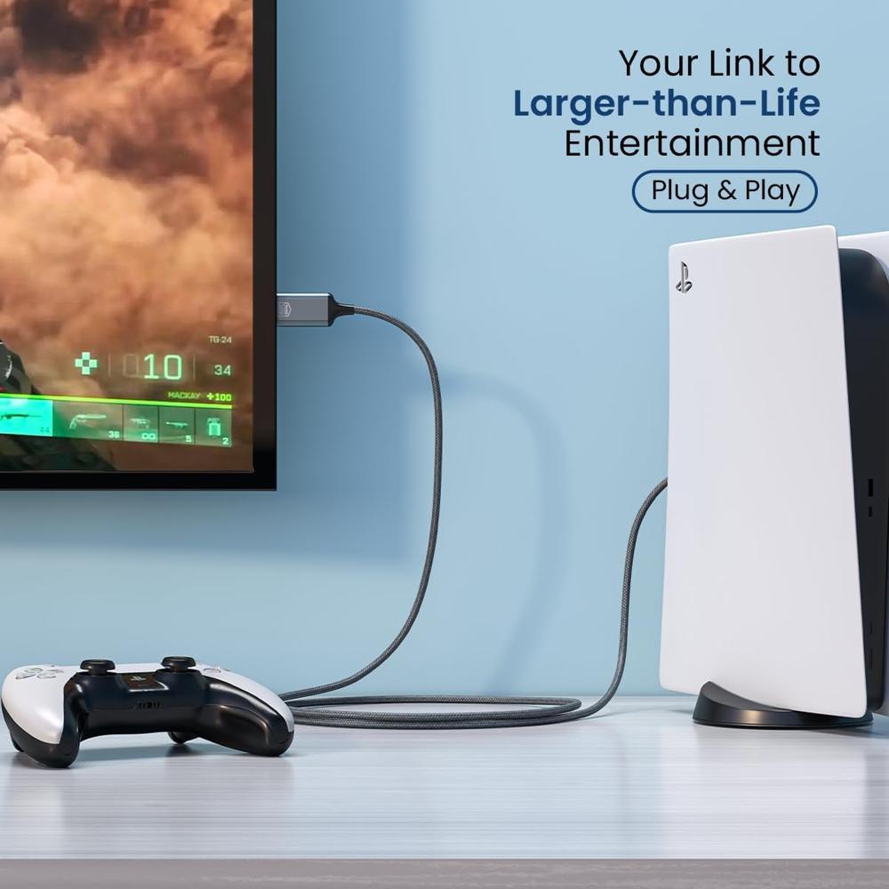 Portronics Konnect Vision C 4K 60Hz Type C to HDMI Cable with 1.8M Cord Length, Nylon Braided, Gold Plated Connectors for Laptop,