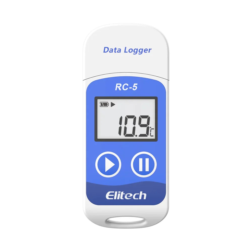 Elitech Digital Usb Temperature Data Logger Rc-5 - 84x44x13mm, -30â°c To +70â°c Range, 32,000 Data Points | Lcd Display, Usb Interface, Ip67 Waterproof, 12-month Battery Life