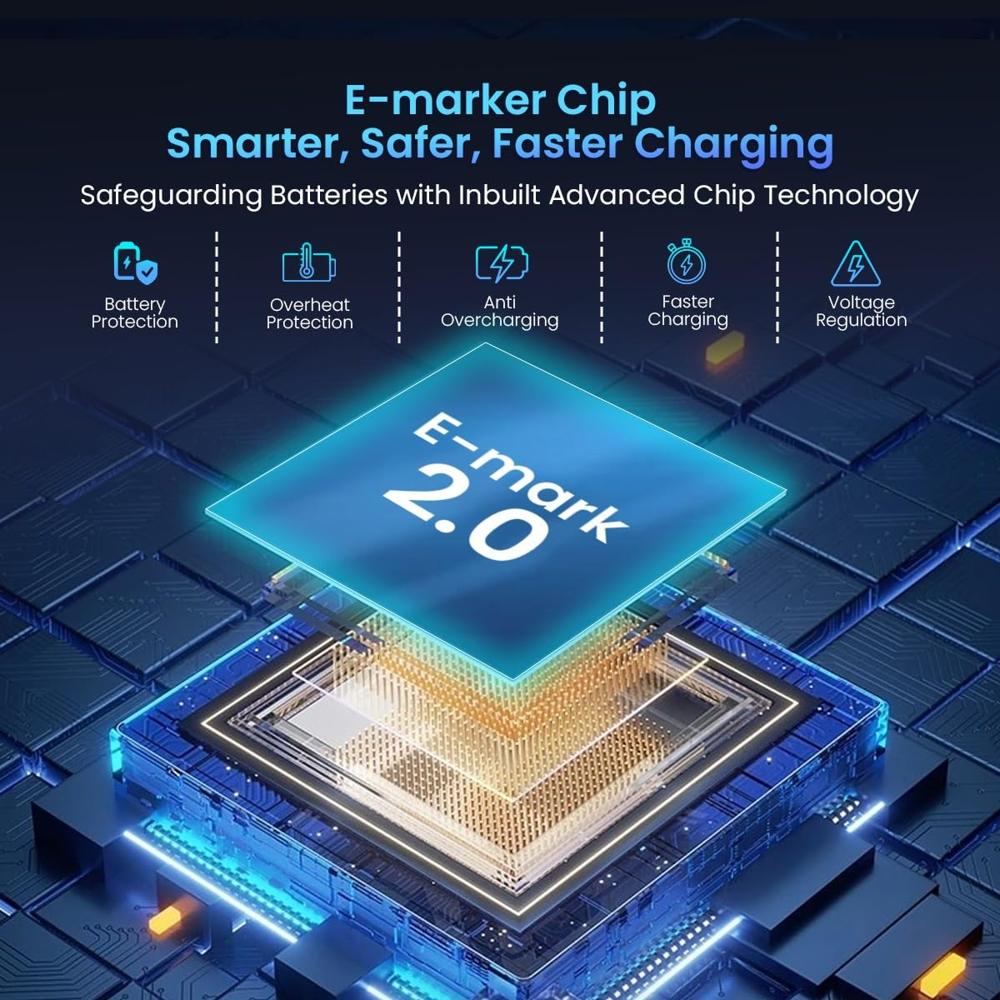 Portronics Konnect View 100W Type C to Type C Cable with LED Display with 5A Max Output, Fast Data Sync, 1.2M Length, Tangle Resistance supports Laptop Charging