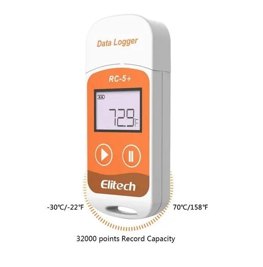 Elitech PDF USB Temperature Data Logger Reusable Recorder 32000 Points, RC-5+