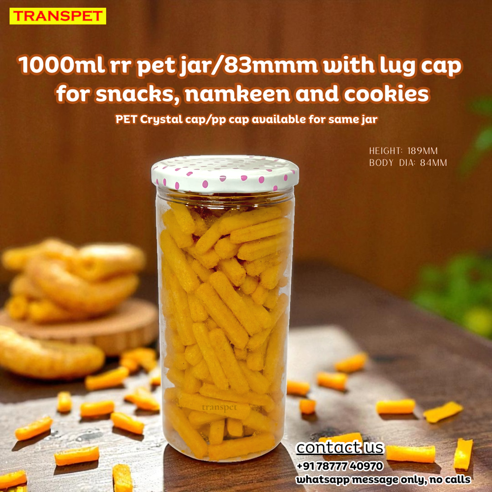Pet Jars With Lug Cap - Color: Transparent