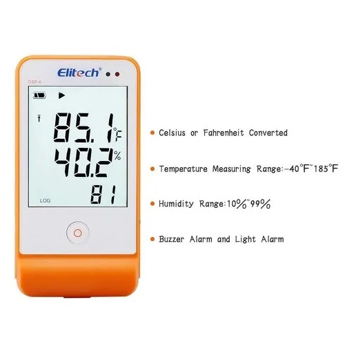 Elitech Temperature and Humidity Data Logger Recorder Humidity Sensor Probe Monitor, GSP-6