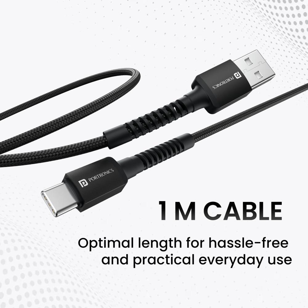 Portronics Konnect X USB to Type C Cable with 3A Output, Fast Charging & Data Transfer, Nylon
