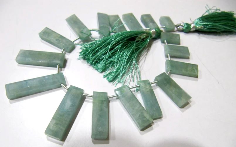 Natural Aquamarine Baguette Shape 8x12mm Approximately Long Beads strand 8 Inches