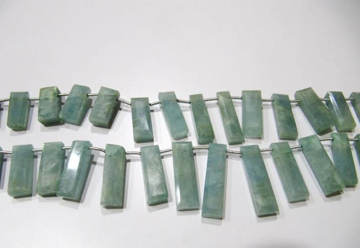 Natural Aquamarine Baguette Shape 8x12mm Approximately Long Beads strand 8 Inches