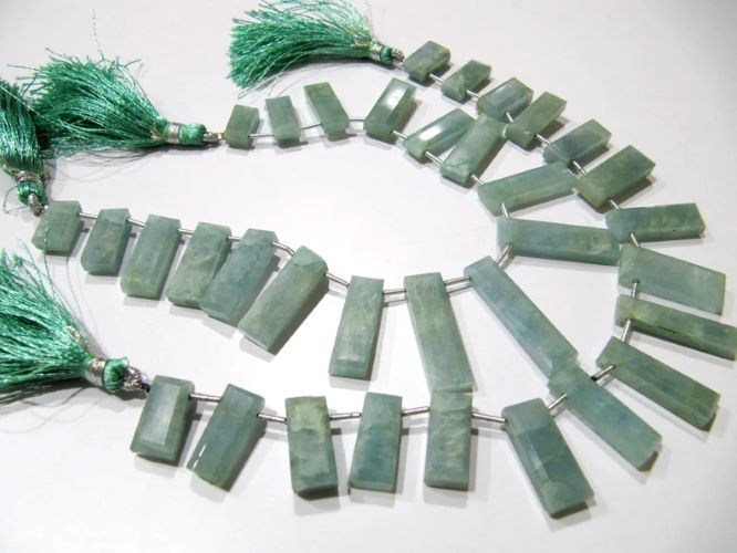 Natural Aquamarine Baguette Shape 8x12mm Approximately Long Beads strand 8 Inches