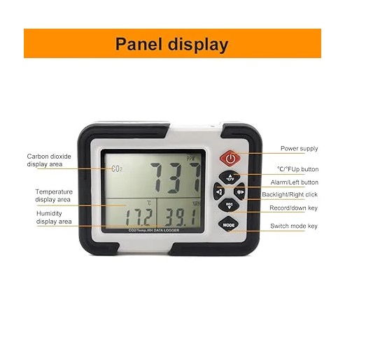 True Sense HT2000 CO2 Gas Detector Carbon Dioxide Detector CO2/Temp/RH Data Logger, HT-2000