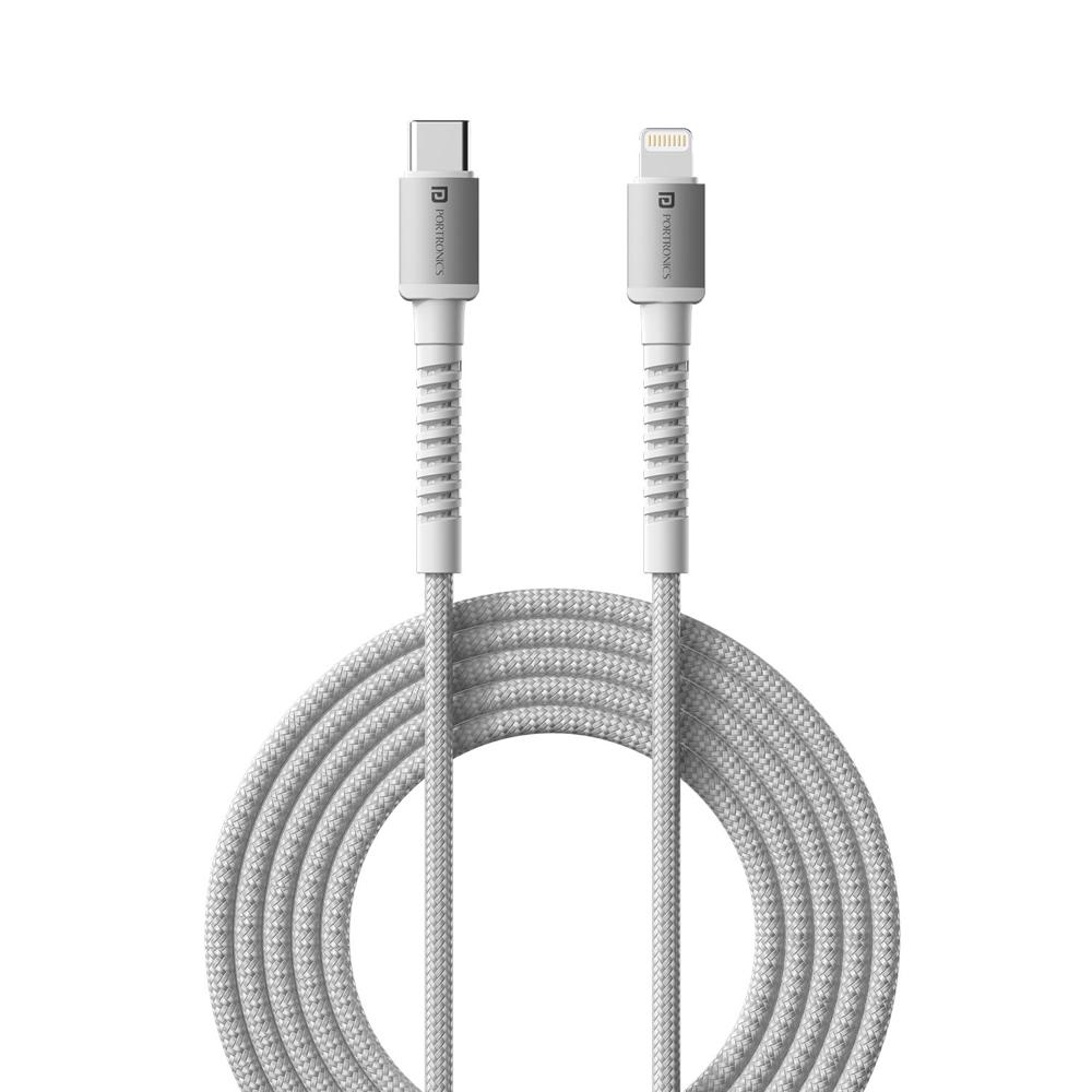 Portronics Konnect X Type C to 8-Pin 27W Fast Charging Cable, Premium TPE Material, Support to
