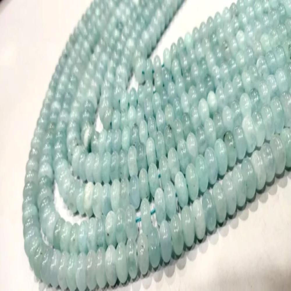 Aquamarine Quartz Rondelle Plain Smooth 8mm Gemstone Beads Sold Per Strand 8 Inches