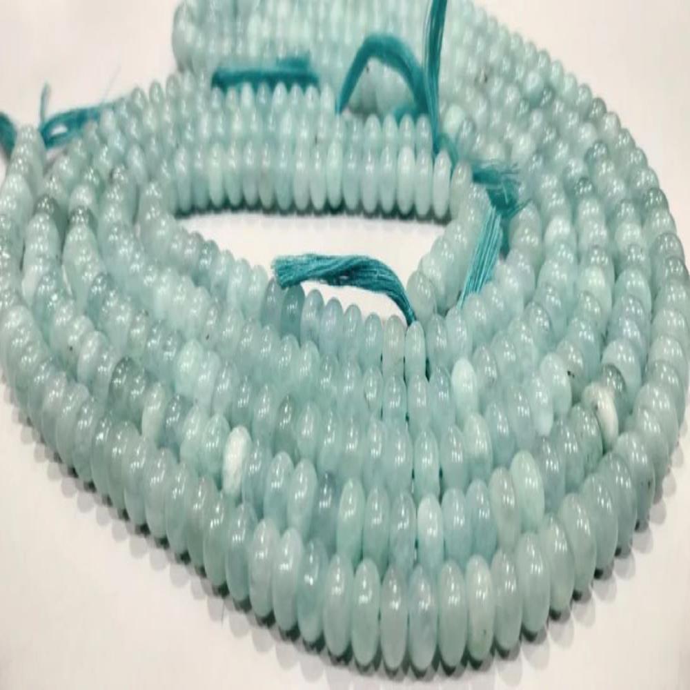 Aquamarine Quartz Rondelle Plain Smooth 8mm Gemstone Beads Sold Per Strand 8 Inches