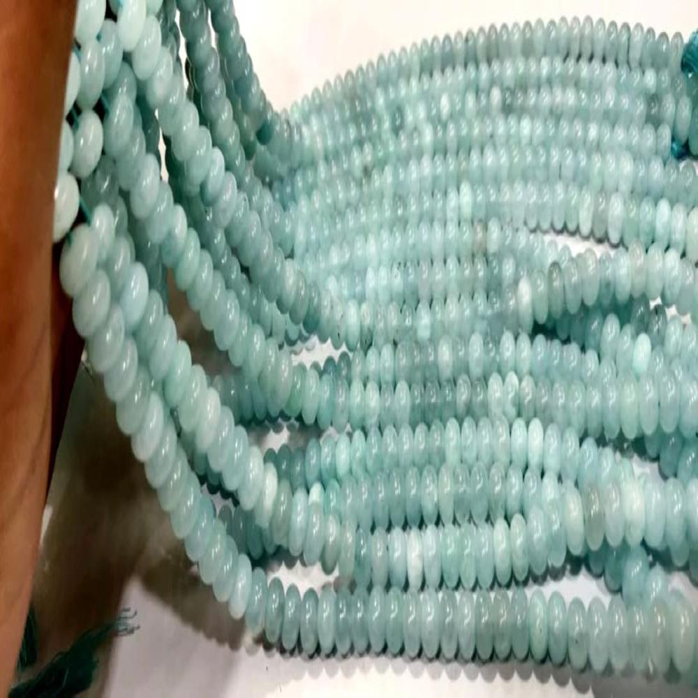 Aquamarine Quartz Rondelle Plain Smooth 8mm Gemstone Beads Sold Per Strand 8 Inches