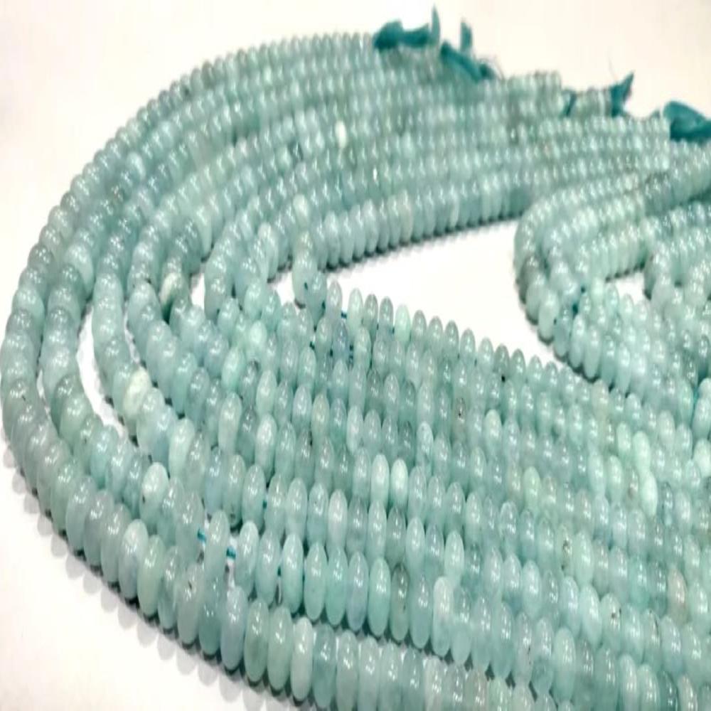 Aquamarine Quartz Rondelle Plain Smooth 8mm Gemstone Beads Sold Per Strand 8 Inches