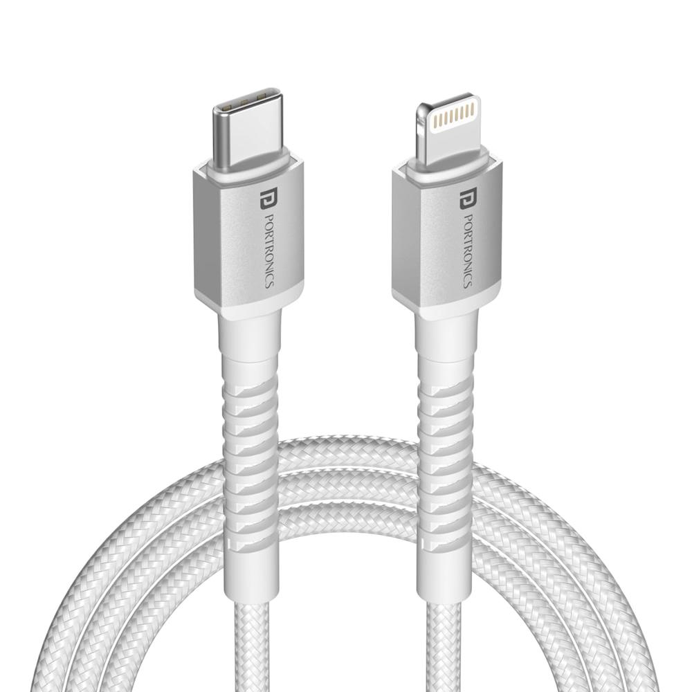 Portronics Konnect X Type C to 8-Pin 27W Fast Charging Cable, Premium TPE Material, Support to all Lightning Devices 2M Length