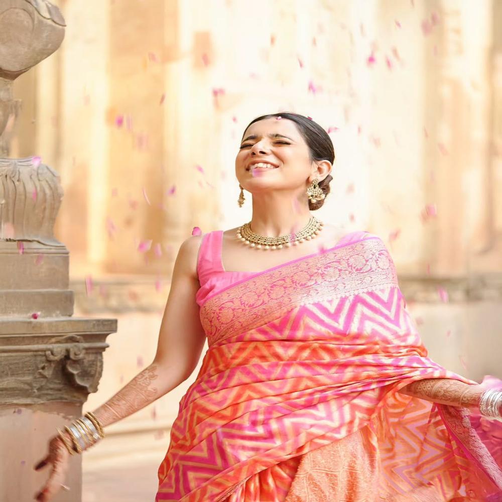 Pure banarasi khaddi  chiffon saree