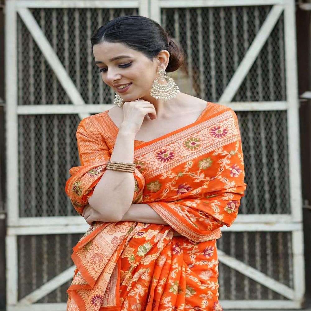 Pure banarasi khaddi  chiffon saree 