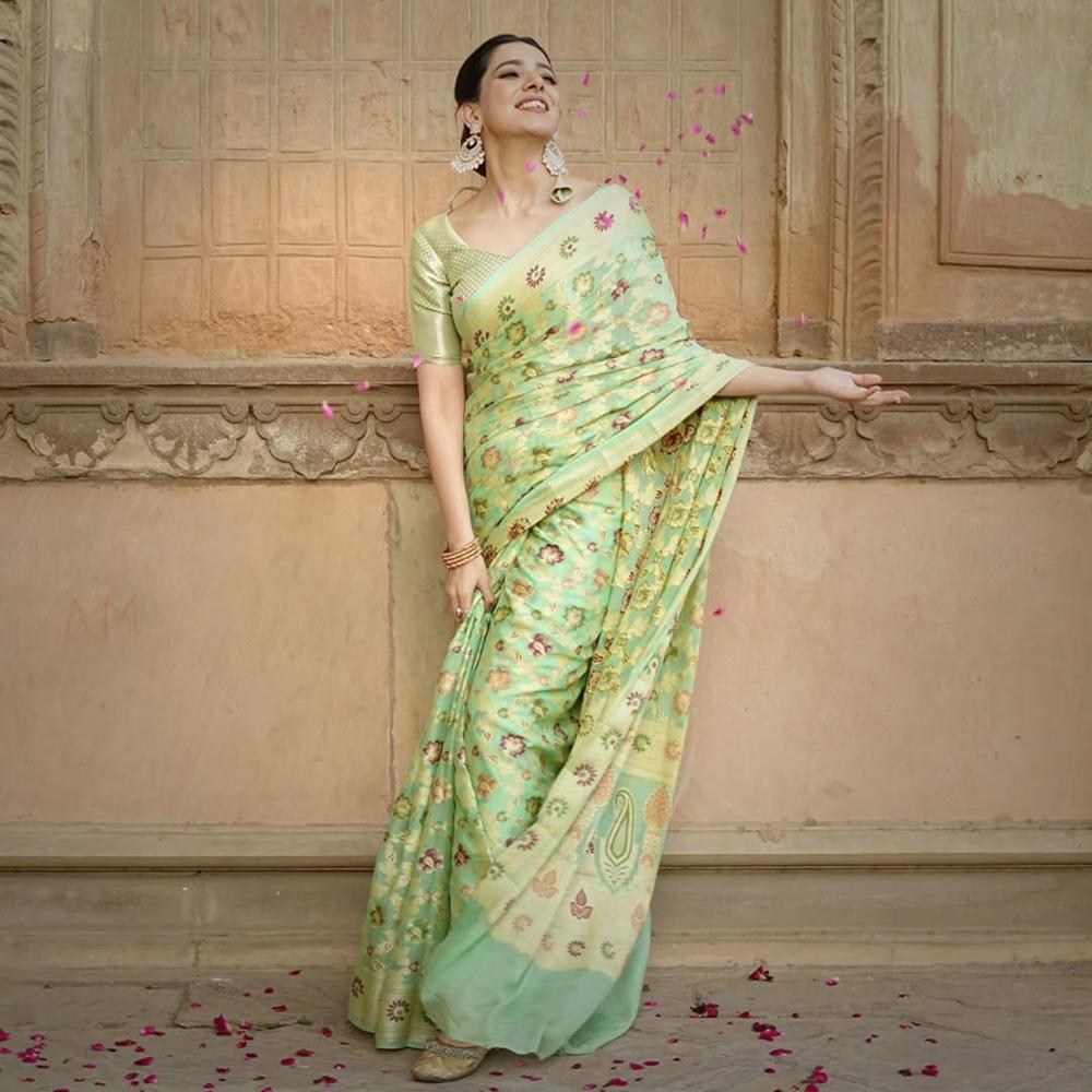 Pure banarasi khaddi  chiffon saree 