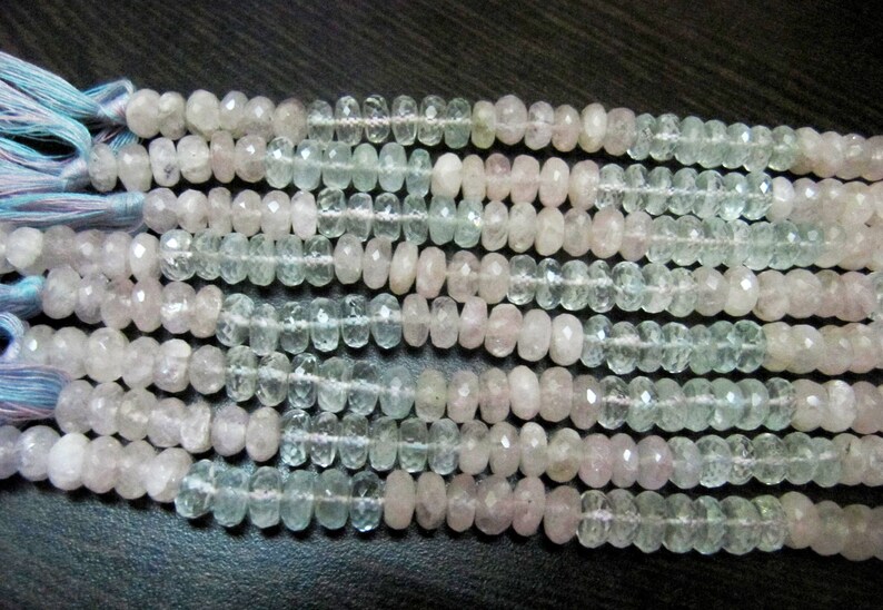 Natural Multi Color Aquamarine Rondelle Faceted 7 mm Gemstone Morganite Beads Strand 7 inch