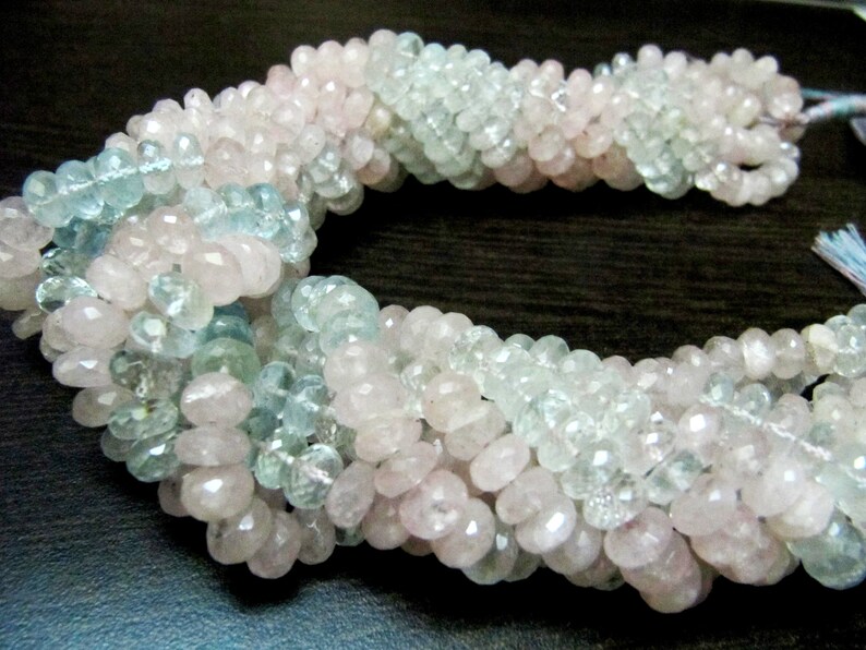 Natural Multi Color Aquamarine Rondelle Faceted 7 mm Gemstone Morganite Beads Strand 7 inch