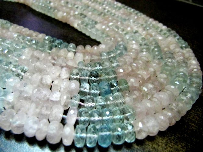 Natural Multi Color Aquamarine Rondelle Faceted 7 mm Gemstone Morganite Beads Strand 7 inch