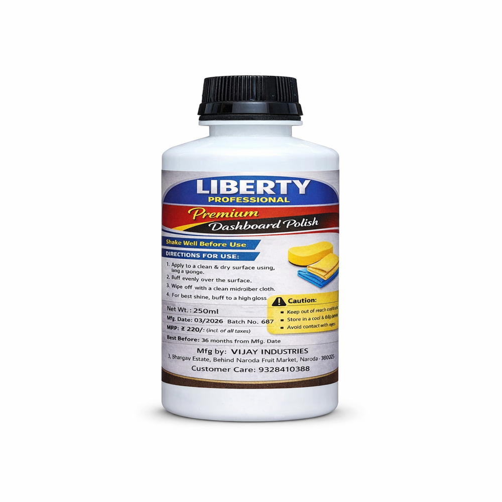 Liberty Professional Dashbaord Polish| Liquid Polish| silicone liquid polish| Car Interior Cleaner, Leather, Vinyl & Rubber, Spray Bottle 1 Ltr