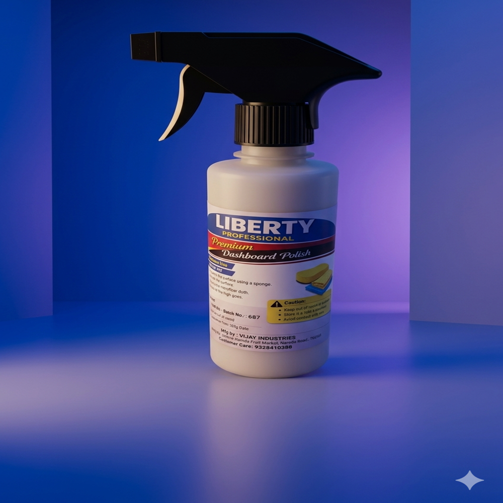 Liberty Professional Dashbaord Polish| Liquid Polish| silicone liquid polish| Car Interior Cleaner, Leather, Vinyl & Rubber, Spray Bottle 1 Ltr
