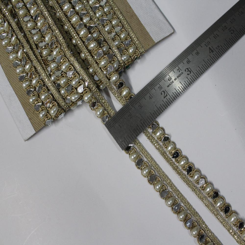 Fancy Handwork Border Lace - Color: Golden