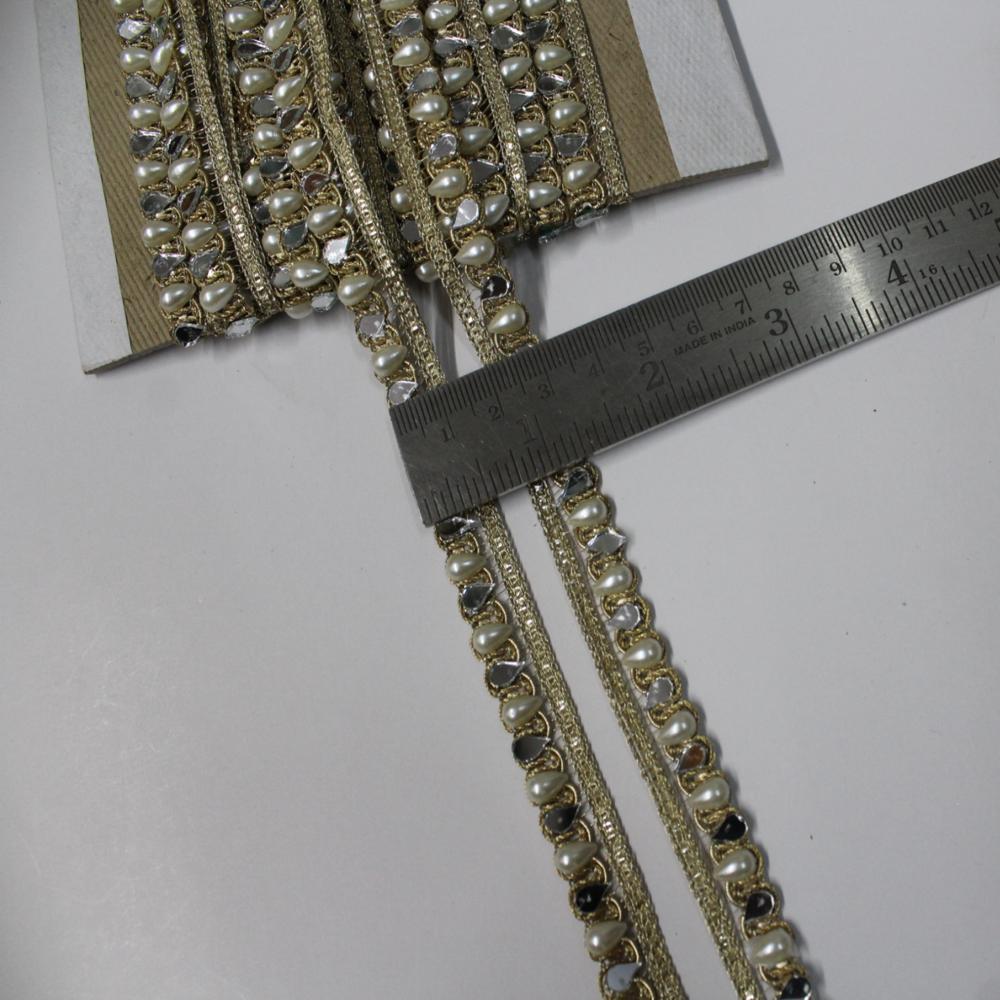 Fancy Handwork Border Lace - Color: Golden