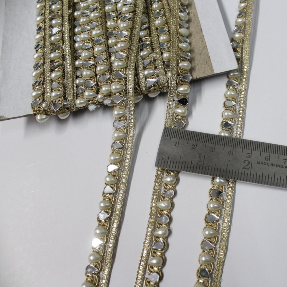 Fancy Handwork Border Lace - Color: Golden