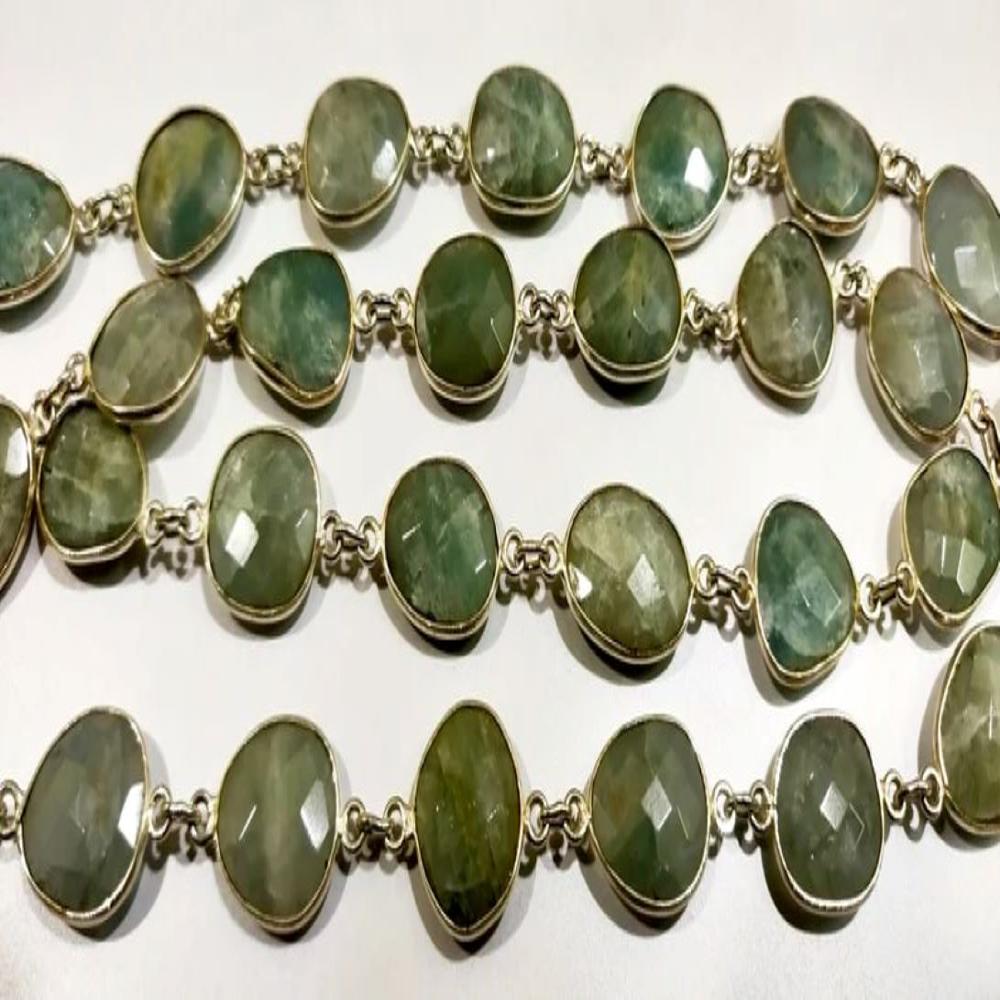 1 Foot- Natural Aquamarine Mystic Coated Free Shape Briolette Bezel Connector Chain 12 to 15 mm