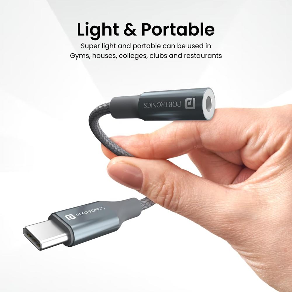 Portronics iKonnect C Type C to 3.5mm Audio Jack Splitter Connector with Hi-Res DAC