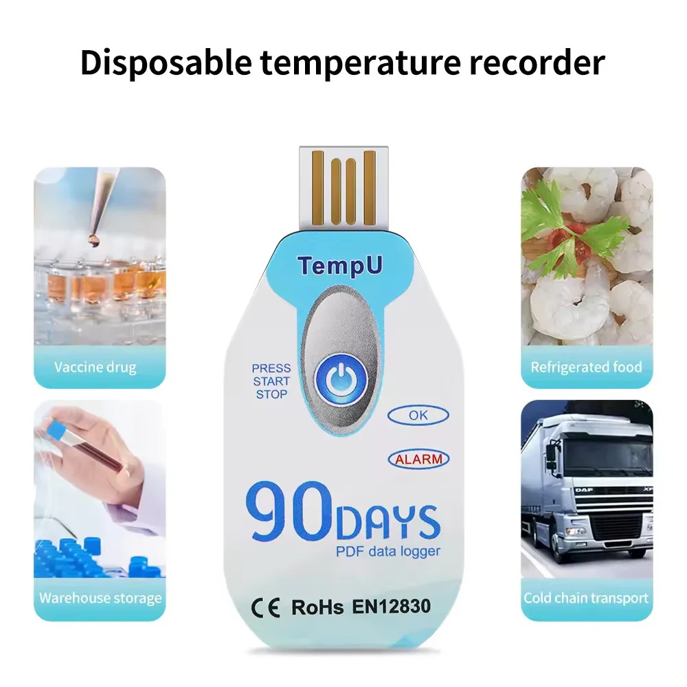 True Sense 90 Days Temperature Data Logger Disposable Temperature Recorder, TempU02-90