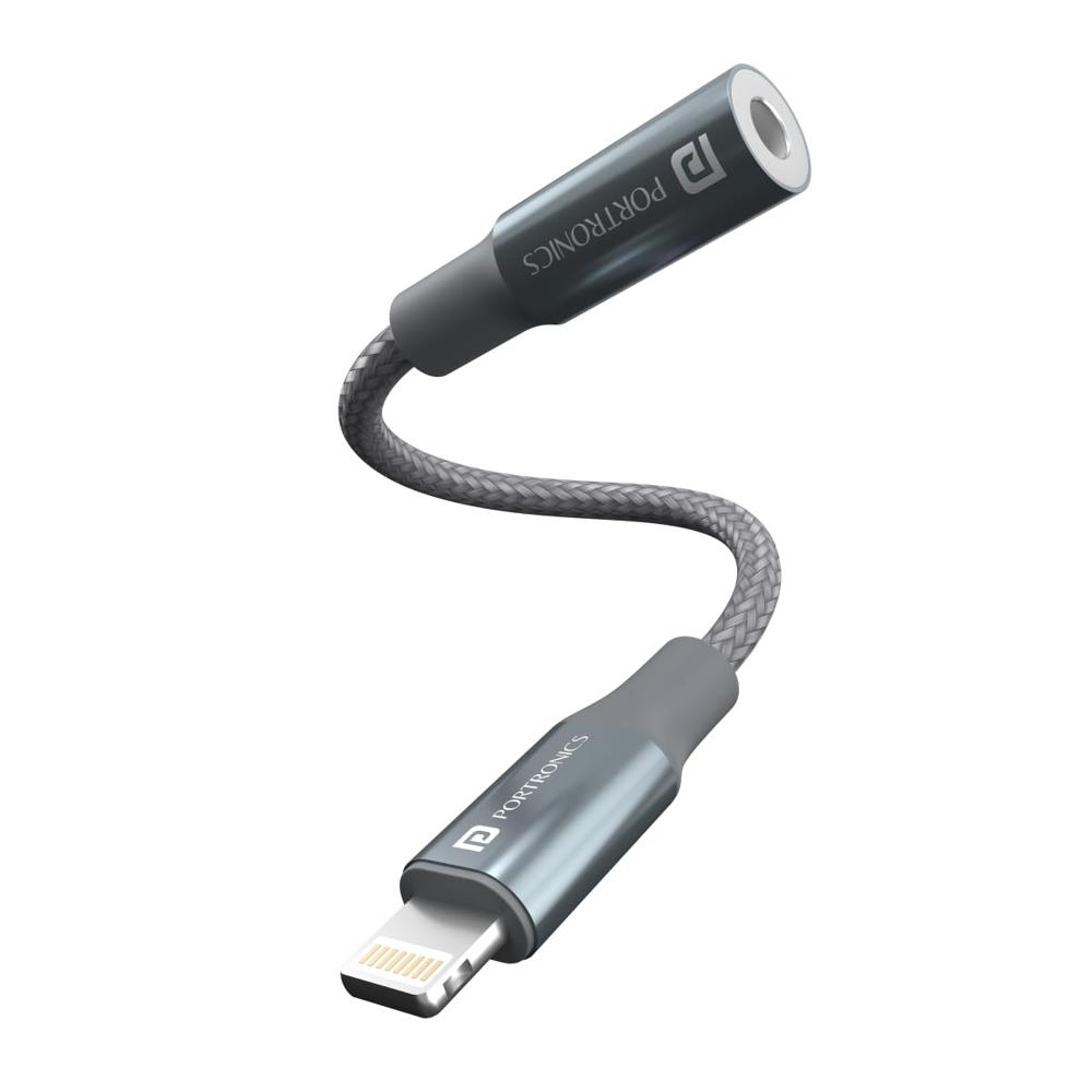 Portronics iKonnect L 8Pin to 3.5mm Audio Jack Splitter Connector with Hi-Res DAC Headphone Converter Adapter for 8Pin Phones