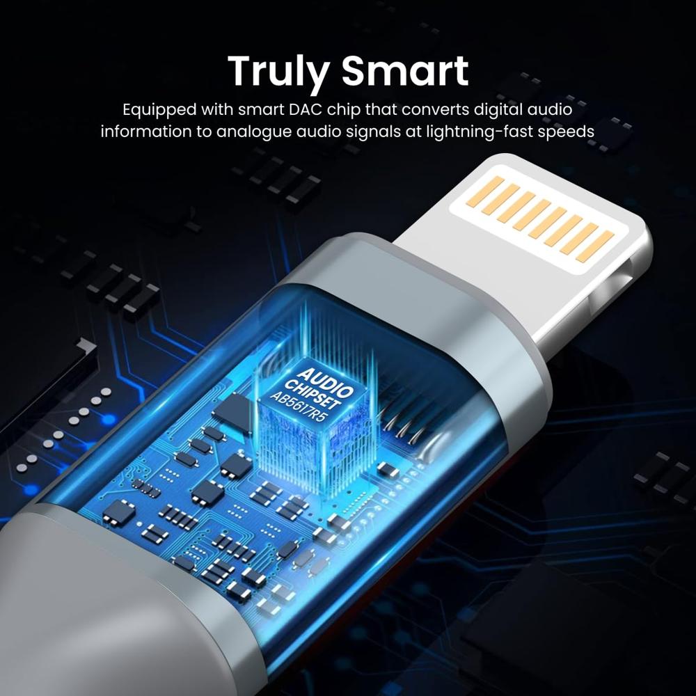 Portronics iKonnect L 8Pin to 3.5mm Audio Jack Splitter Connector with Hi-Res DAC Headphone Converter Adapter for 8Pin Phones