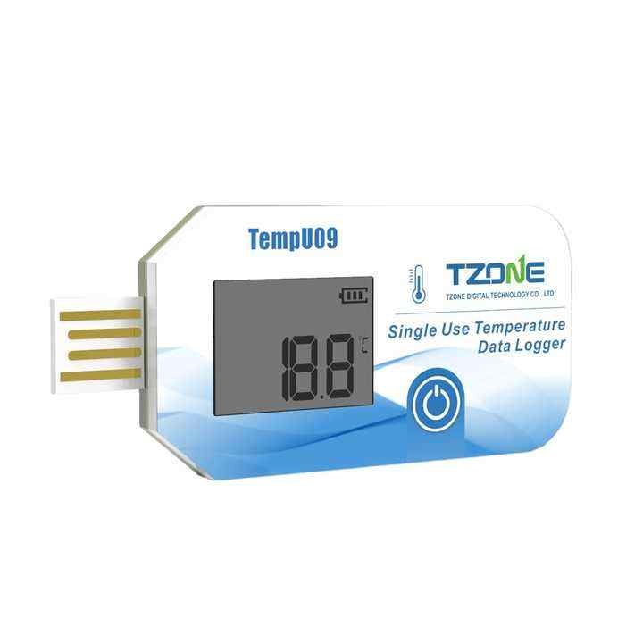 True Sense Tzone TempU09 90 Days Single Use USB Temperature Data Logger with LCD Display, TempU09
