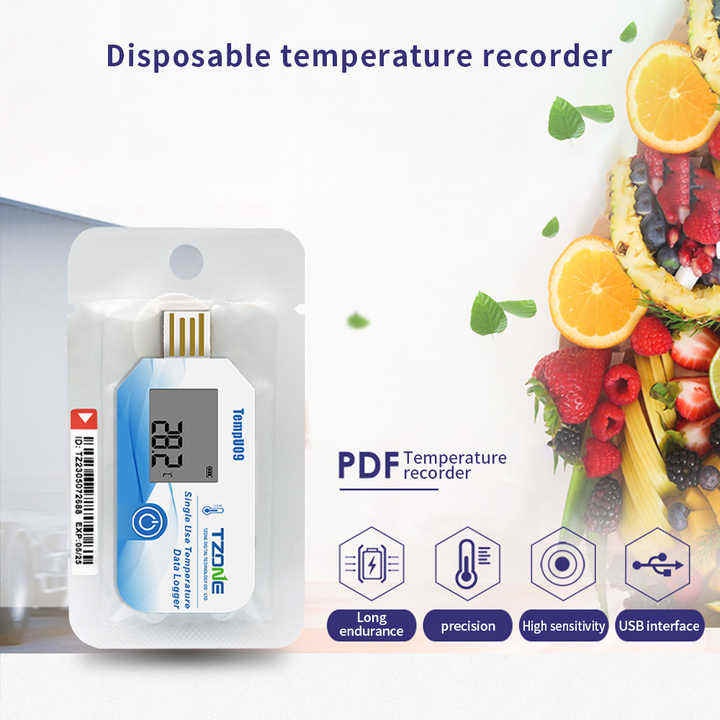 True Sense Tzone TempU09 90 Days Single Use USB Temperature Data Logger with LCD Display, TempU09