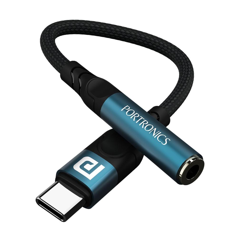 Portronics Ikonnect C Pro Type C To 3.5 Mm Audio Jack Connector With Dac Headphone Converter Adapter Compatible With Iphone - Color: Black