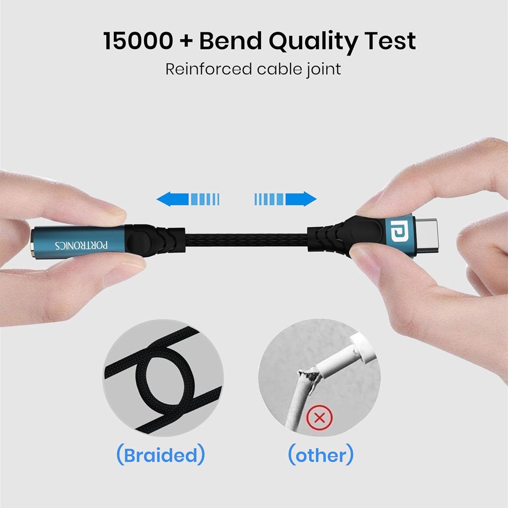 Portronics iKonnect C Pro Type C to 3.5 mm Audio Jack Connector with DAC Headphone Converter Adapter Compatible with iPhone