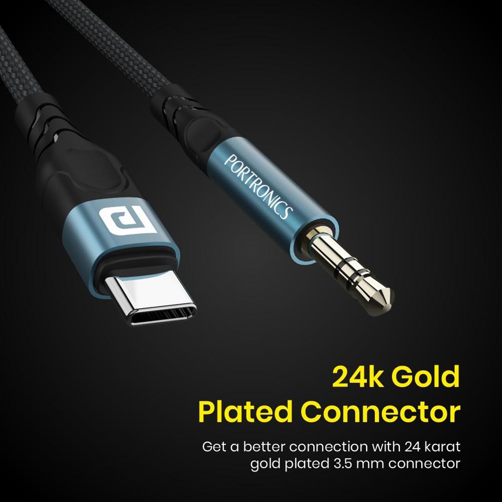 Portronics iKonnect C MAX USB C to 3.5mm Audio Adapter Hi-Fi Stereo Type C to Aux Headphone