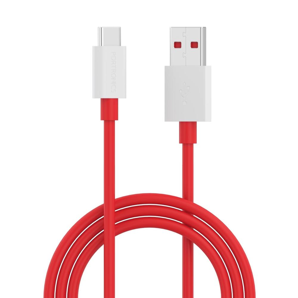 Portronics Konnect Dash Pro 65W USB to Type C Charging Cable with 6Amp Output, 480 mbps Data Sync, 1M Length, Supports
