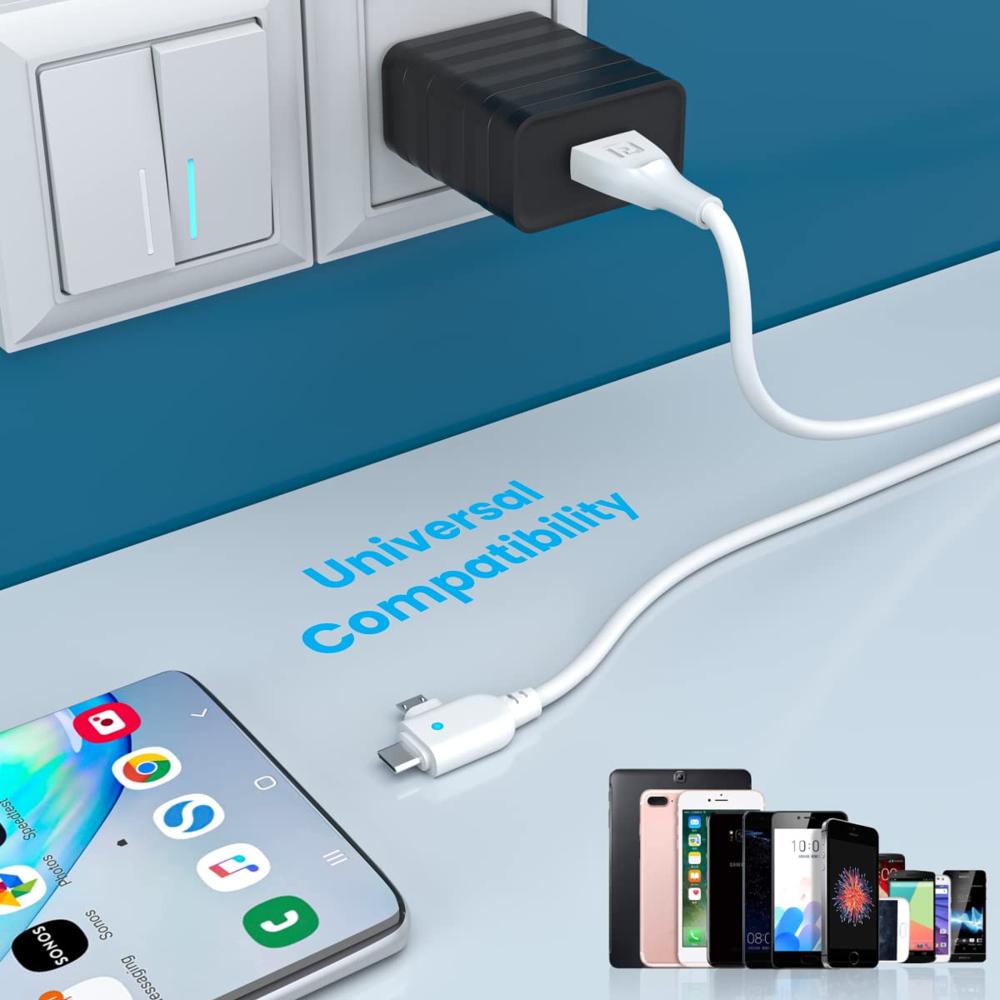 Portronics Konnect Spydr 2 Multi-Functional Charging Cable (Type C + Micro USB) 3.0 A Output, PVC Material